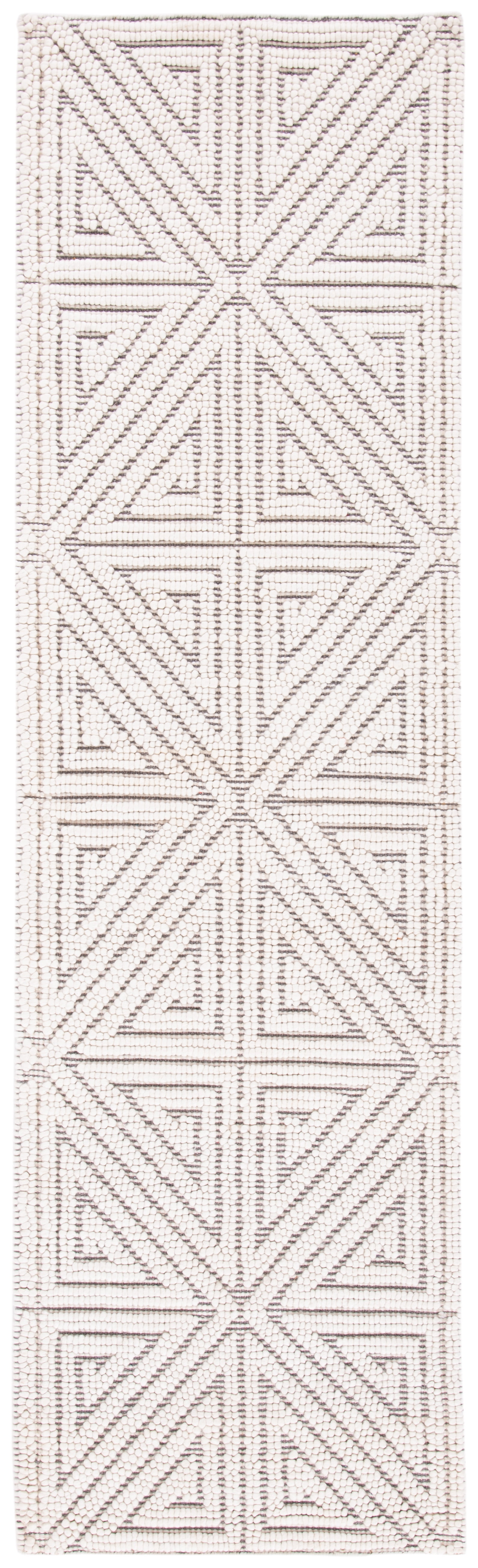 SAFAVIEH Natural Fiber Bedelia Geometric Runner Rug, Grey/Ivory, 2'3" x 8'