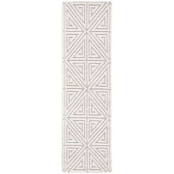 SAFAVIEH Natural Fiber Bedelia Geometric Runner Rug, Grey/Ivory, 2'3" x 8'
