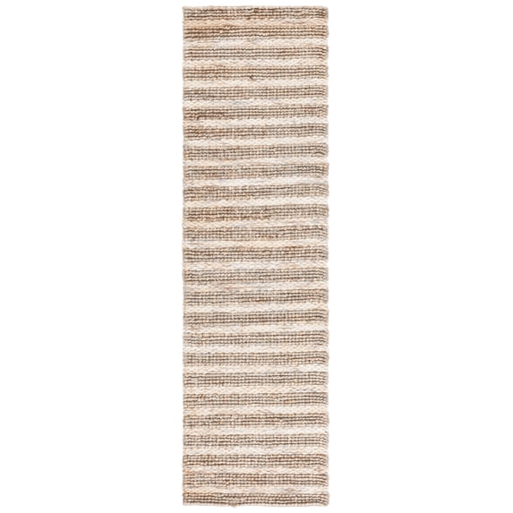 SAFAVIEH Natural Fiber Bentley Striped Runner Rug, Sage/Bleach, 2'3" x 8'