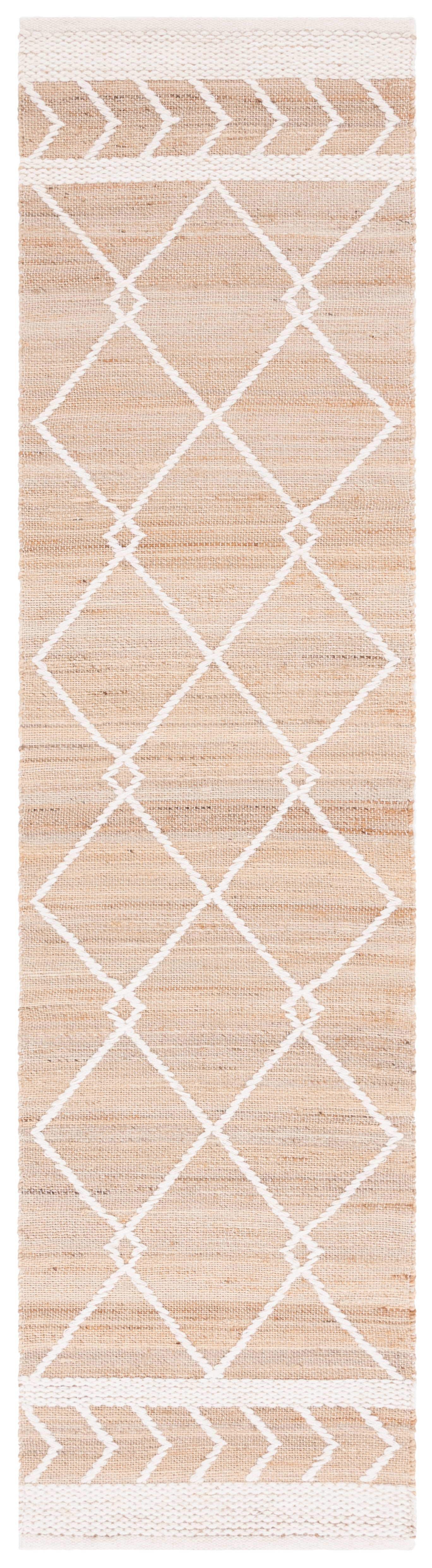 SAFAVIEH Natural Fiber Bernadette Geometric Runner Rug, Natural/Ivory, 2'3" x 9'