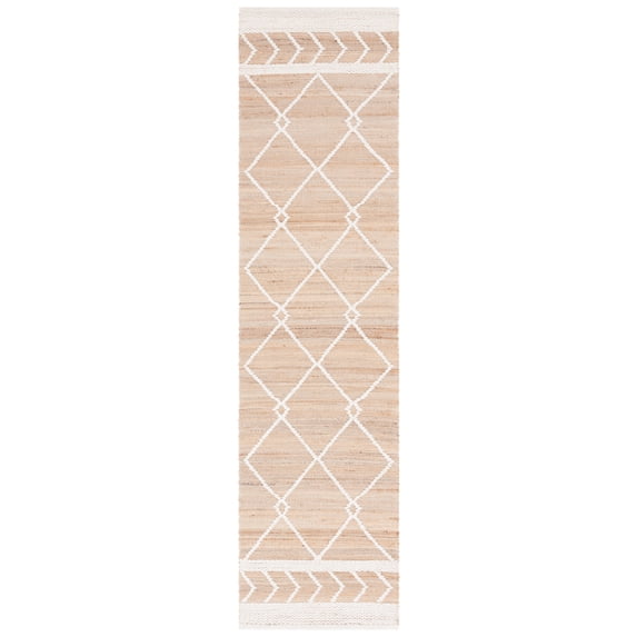 SAFAVIEH Natural Fiber Bernadette Geometric Runner Rug, Natural/Ivory, 2'3" x 9'