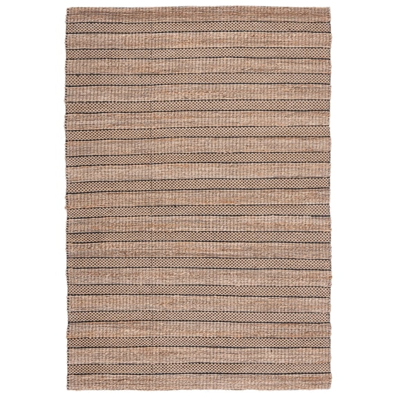 SAFAVIEH Natural Fiber Beulah Striped Area Rug, Black/Natural, 5' x 8'