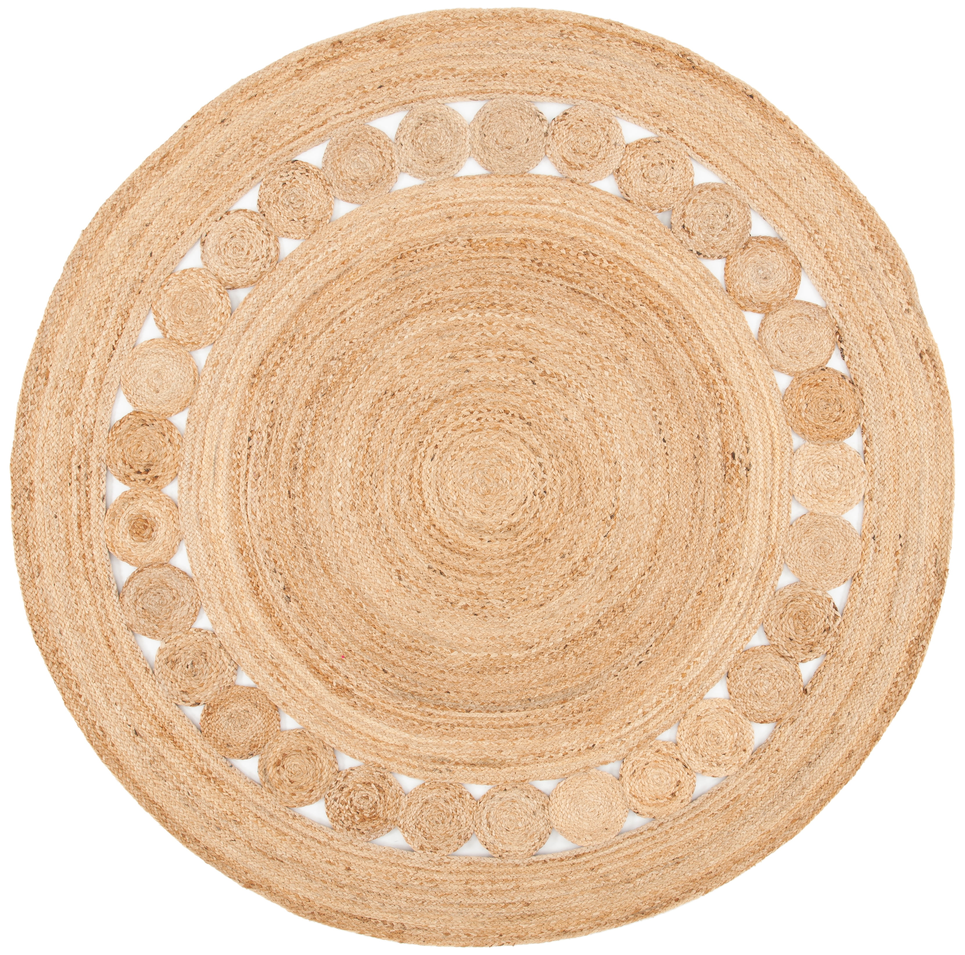 Natural Hand-Woven Jute Round Area Rug, 7' Diameter