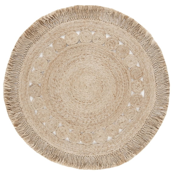 SAFAVIEH Natural Fiber Braelyn Geometric Area Rug, Natural, 5' x 5' Round