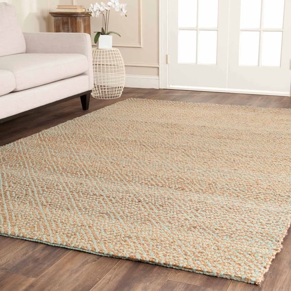 SAFAVIEH Natural Fiber Braxton Braided Jute Area Rug, Natural/Green, 8' x 10'