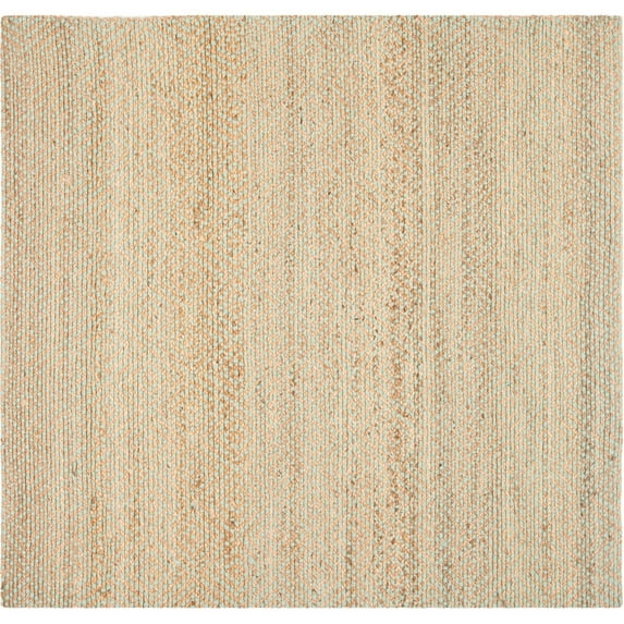 SAFAVIEH Natural Fiber Braxton Braided Jute Area Rug, Natural/Green, 8' x 8' Square