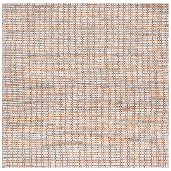 SAFAVIEH Natural Fiber Bruce Solid Area Rug, Natural/Ivory, 6' x 6' Square