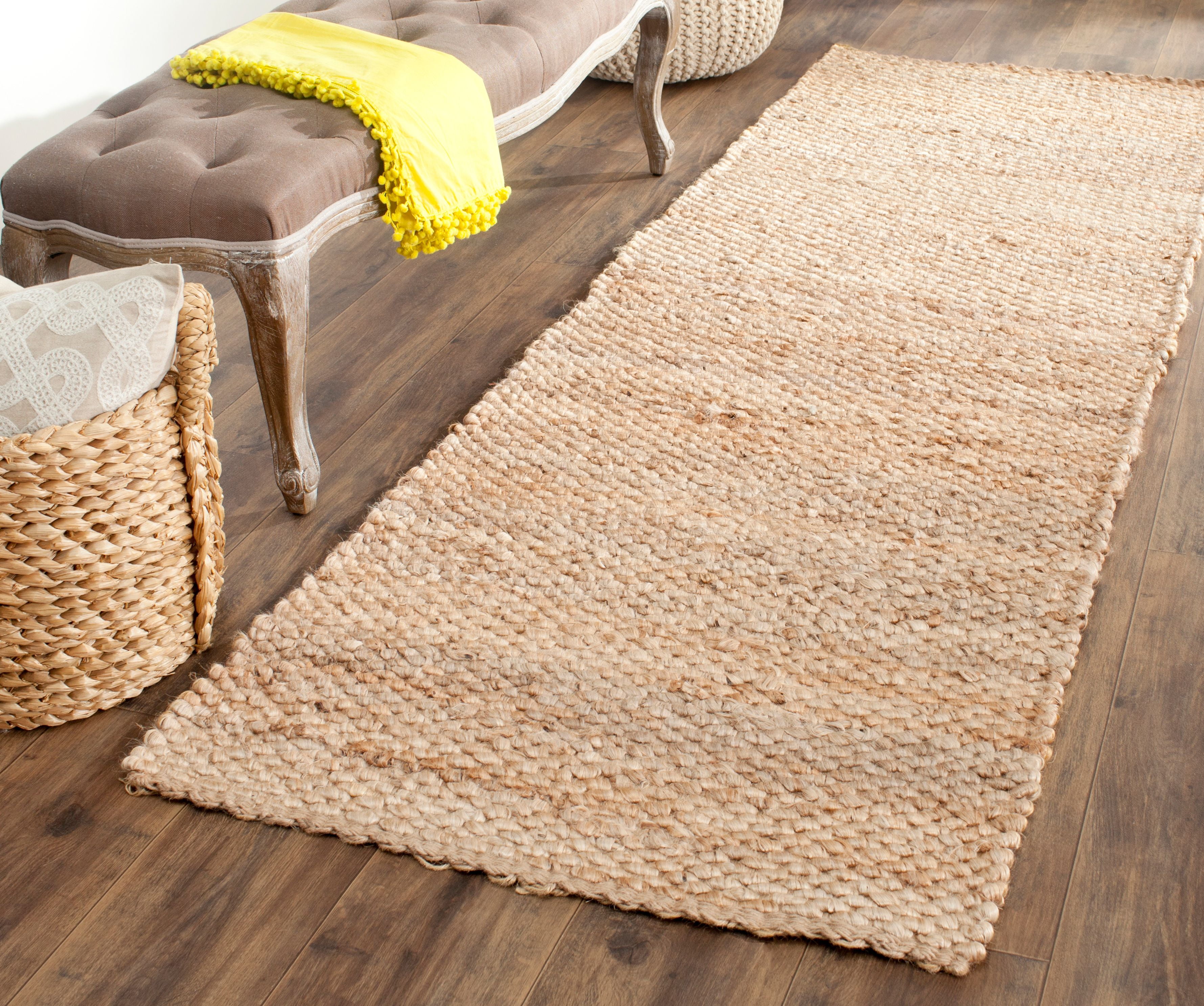 Natural Jute Handwoven Reversible Runner Rug, 2'6" x 10'
