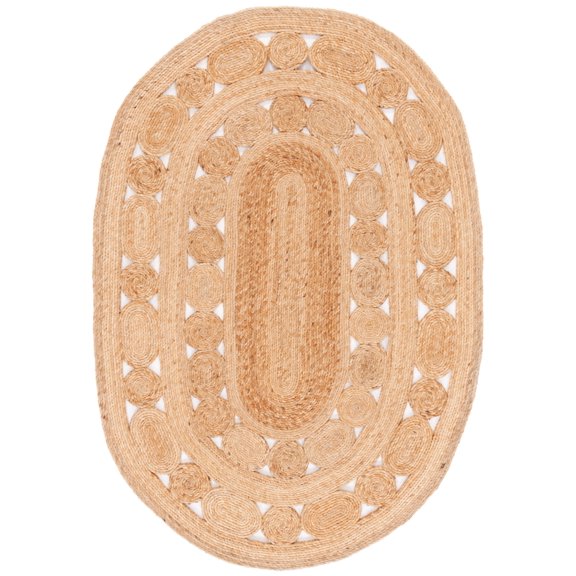 SAFAVIEH Natural Fiber Cainneach Geometric Area Rug, Natural, 6' x 9' Oval