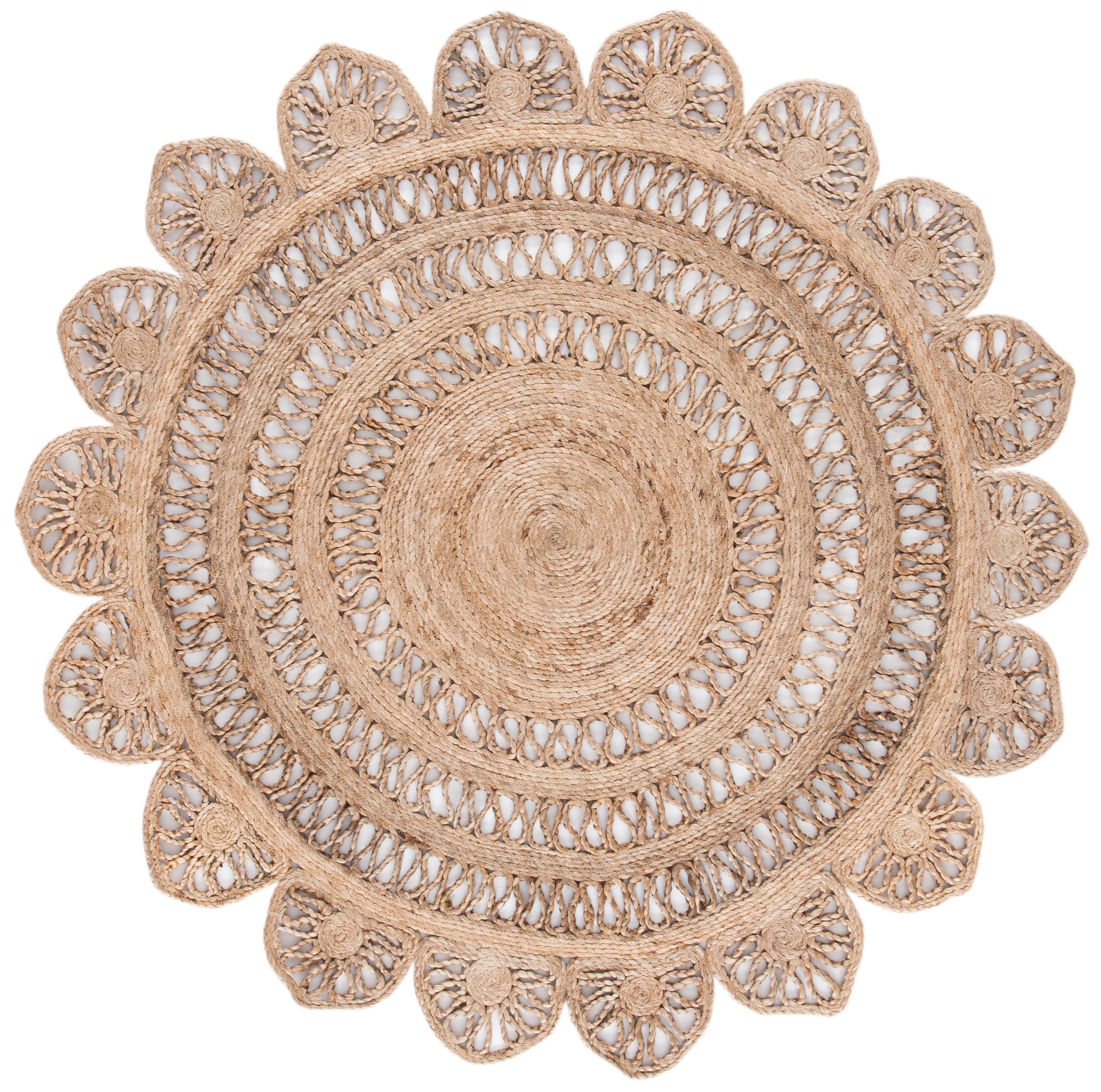 SAFAVIEH Natural Fiber Calanthia Geometric Area Rug, Natural, 10' x 10' Round