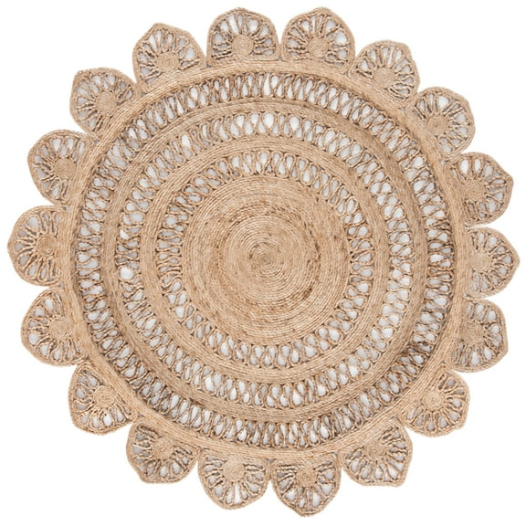 SAFAVIEH Natural Fiber Calanthia Geometric Area Rug, Natural, 6' x 6' Round