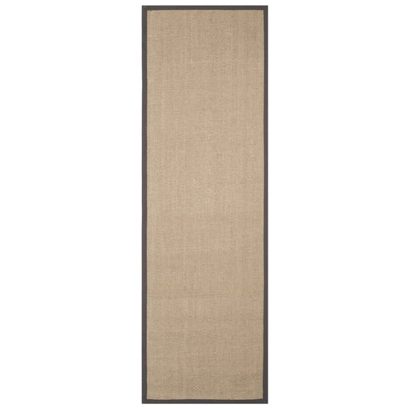 SAFAVIEH Natural Fiber Cantor Solid Runner Rug, Natural/Grey, 2'6" x 10'
