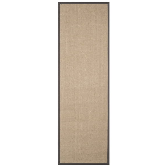 SAFAVIEH Natural Fiber Cantor Solid Runner Rug, Natural/Grey, 2'6" x 12'