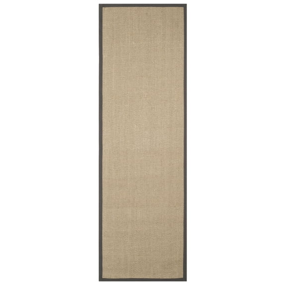 SAFAVIEH Natural Fiber Cantor Solid Runner Rug, Natural/Grey, 2'6" x 6'