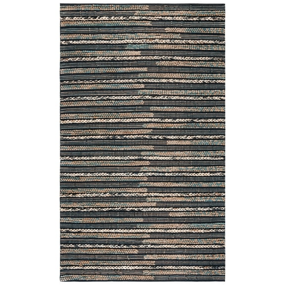 SAFAVIEH Natural Fiber Carlene Abstract Area Rug, Black/Natural, 4' x 6'