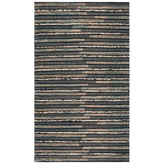 SAFAVIEH Natural Fiber Carlene Abstract Area Rug, Black/Natural, 5' x 8'