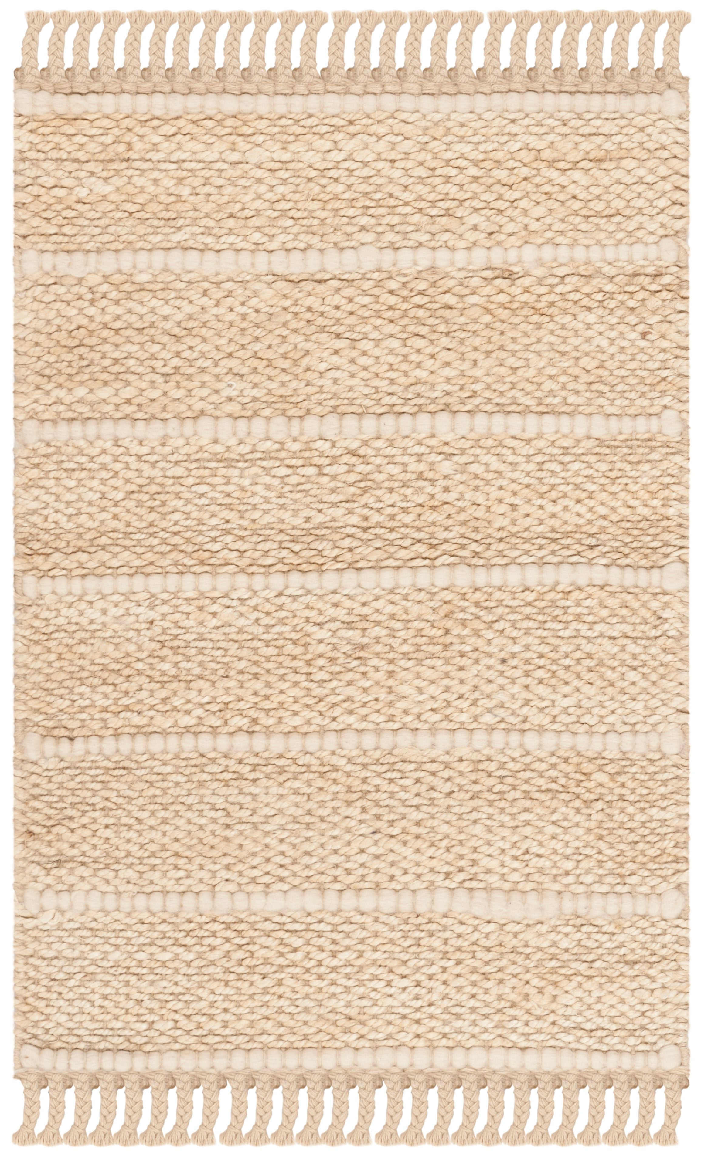 Ivory Flat Woven Handmade Round Wool Rug, 2' x 3'