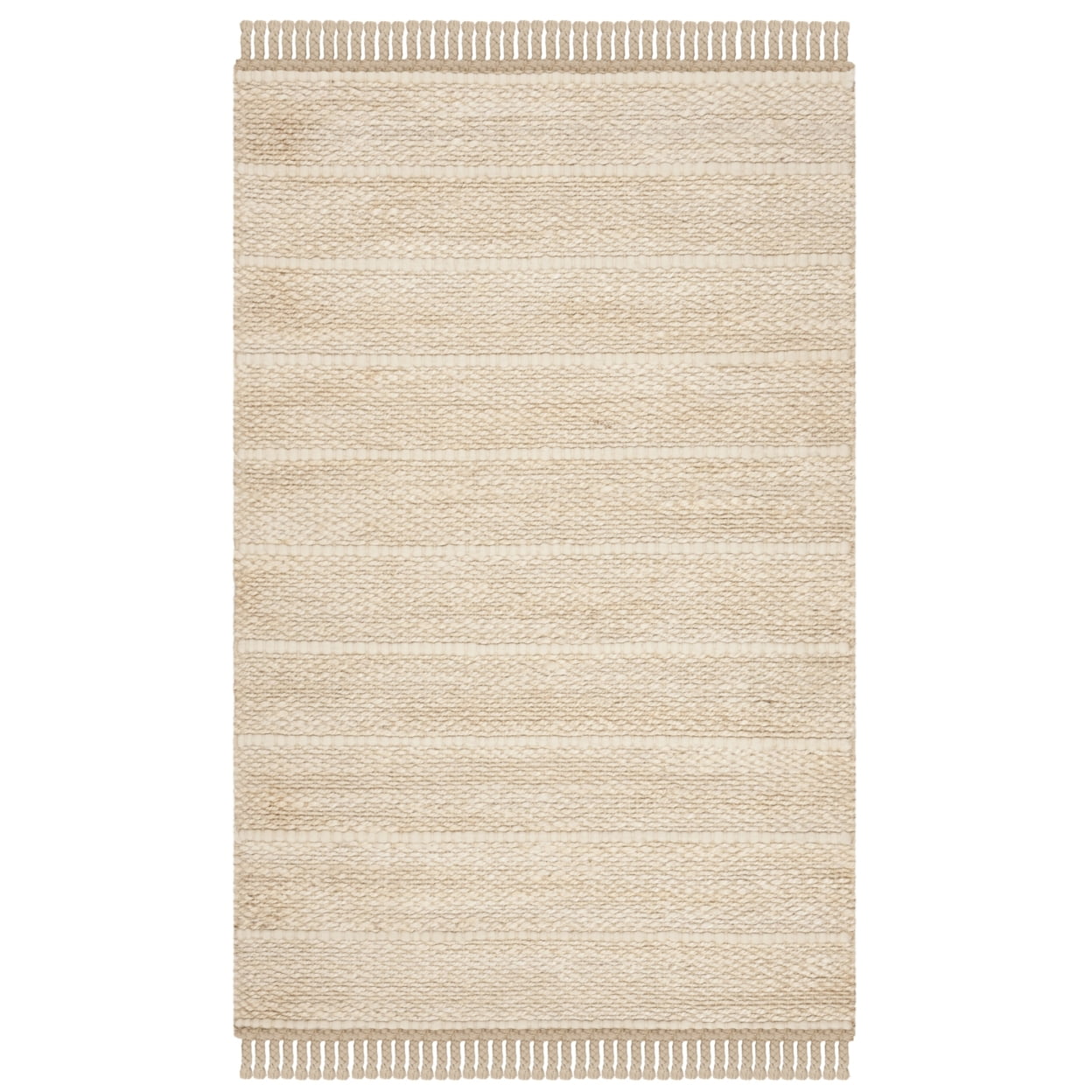 Ivory Handwoven Wool Flat Woven Area Rug 3' x 5'