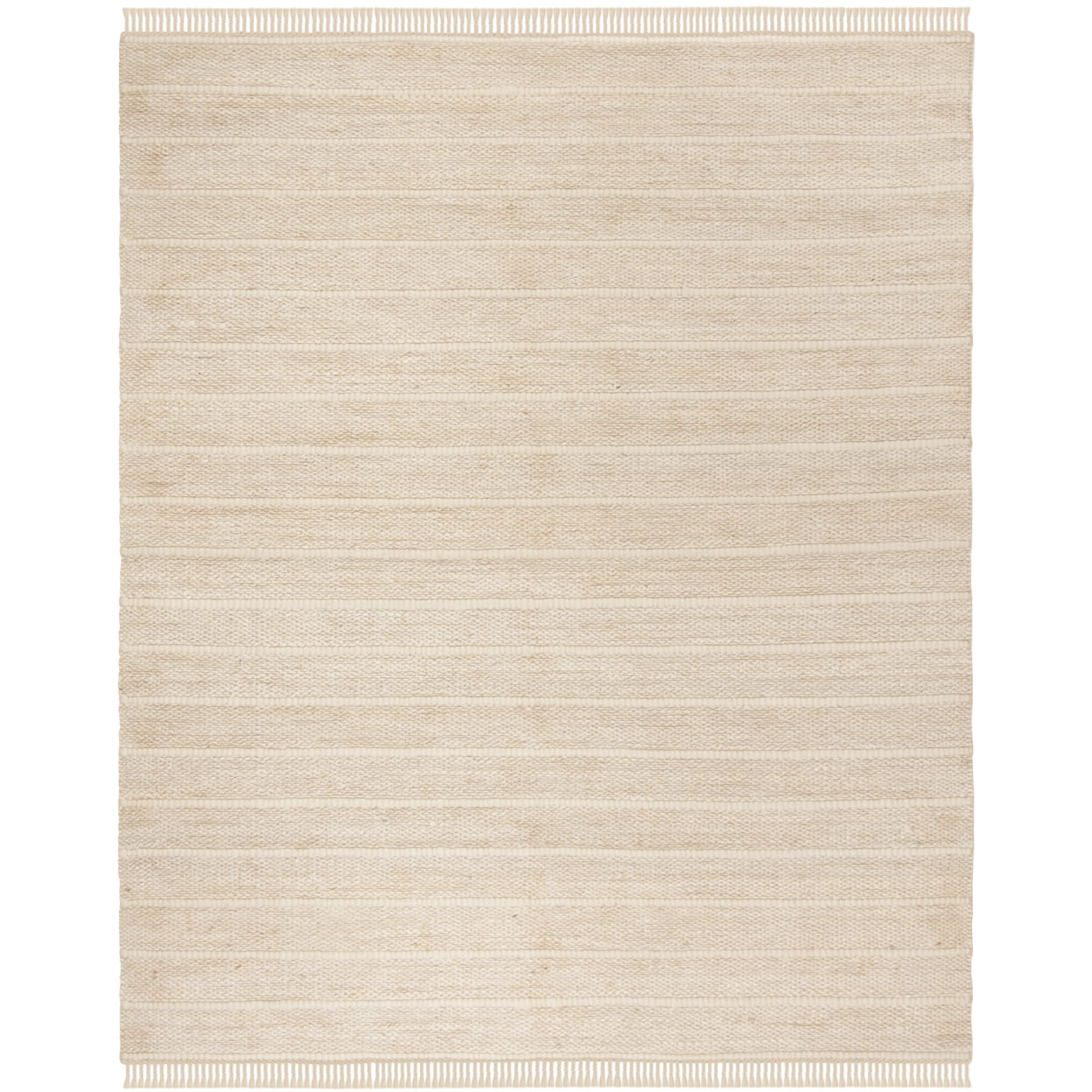Ivory 6' Round Handwoven Wool Area Rug