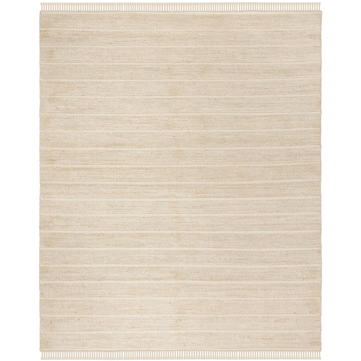 Ivory Stripe Hand-Woven Wool Blend 8' x 10' Area Rug