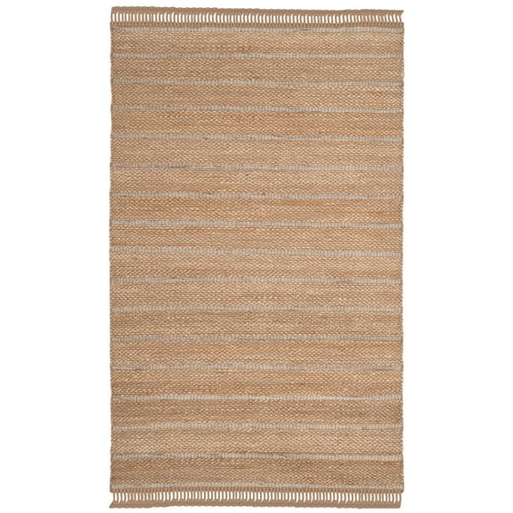 SAFAVIEH Natural Fiber Carrie Braided Area Rug, Natural/Light Grey, 4' x 6'