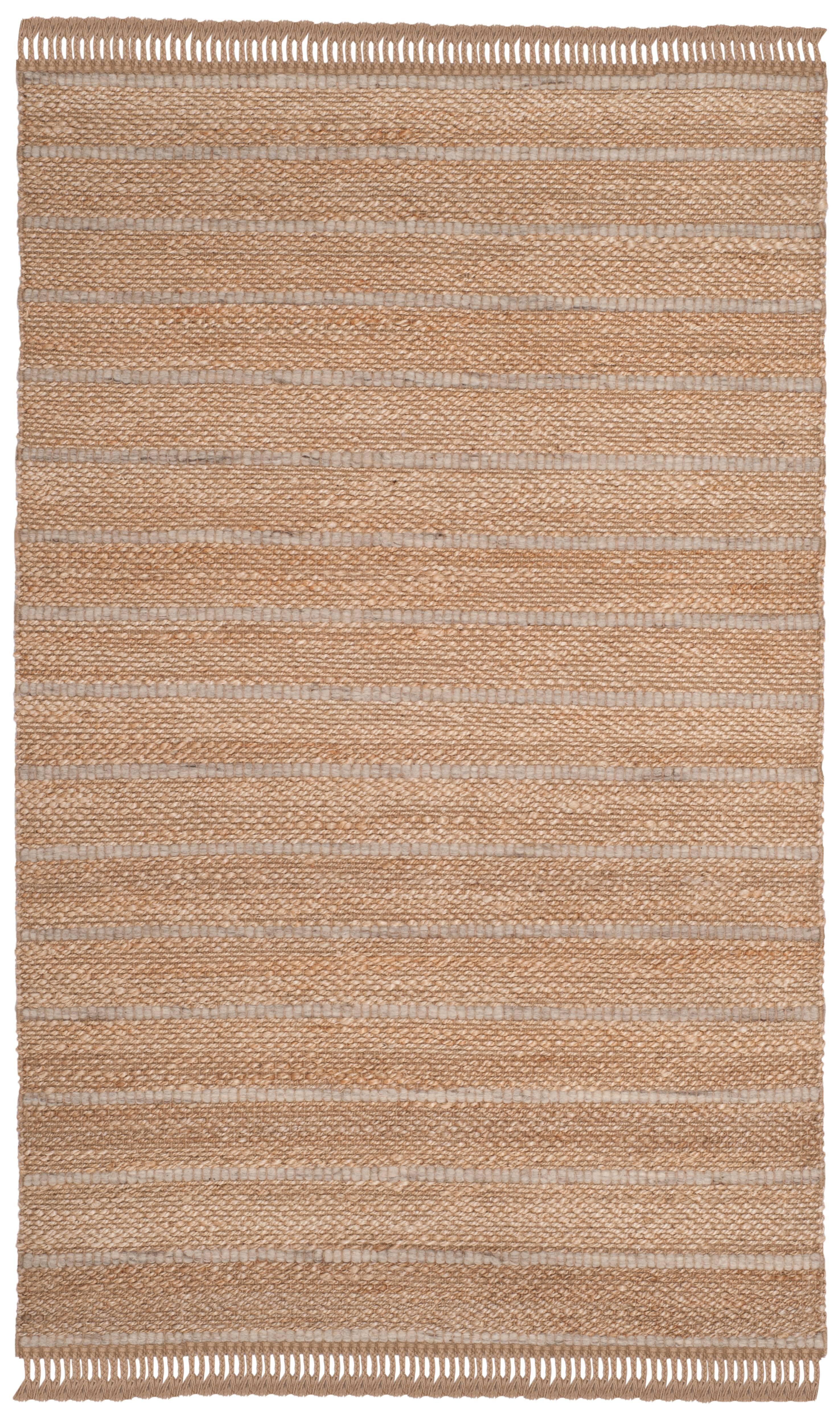 SAFAVIEH Natural Fiber Carrie Braided Area Rug, Natural/Light Grey, 5' x 8'