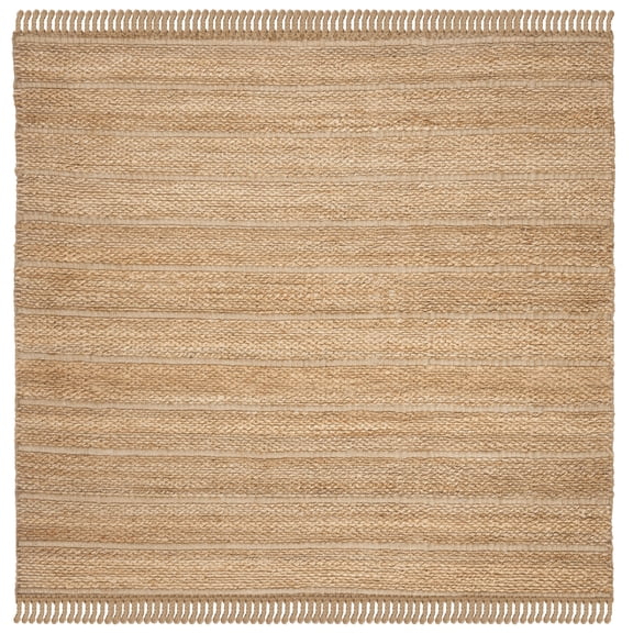 SAFAVIEH Natural Fiber Carrie Braided Area Rug, Natural/Light Grey, 6' x 6' Square