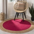 thumbnail image 1 of SAFAVIEH Natural Fiber Cebrail Braided Jute Area Rug, Fuchsia/Natural, 8' x 8' Round, 1 of 7