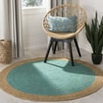 thumbnail image 1 of SAFAVIEH Natural Fiber Cebrail Braided Jute Area Rug, Teal/Natural, 10' x 10' Round, 1 of 6