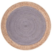 SAFAVIEH Natural Fiber Cebrail Geometric Area Rug, Grey/Natural, 3' x 3' Round