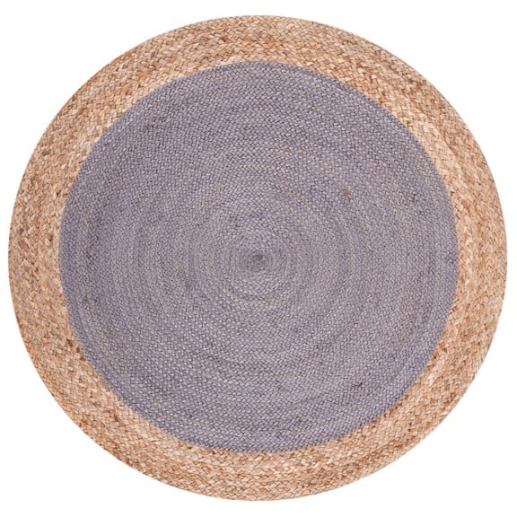SAFAVIEH Natural Fiber Cebrail Geometric Area Rug, Grey/Natural, 3' x 3' Round