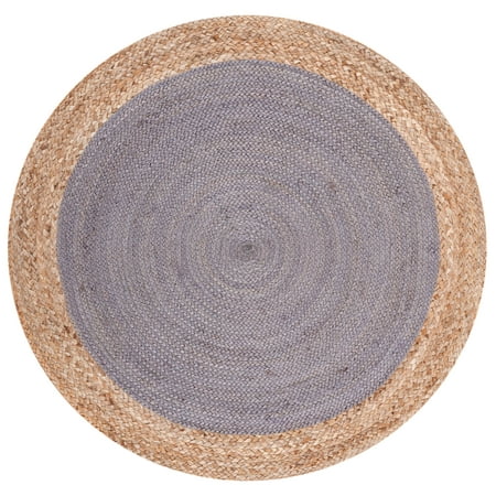 SAFAVIEH Natural Fiber Cebrail Geometric Area Rug, Grey/Natural, 3' x 3' Round