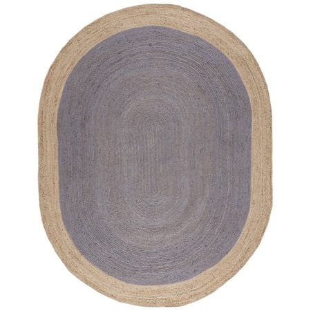 SAFAVIEH Natural Fiber Cebrail Geometric Area Rug, Grey/Natural, 8' x 10' Oval