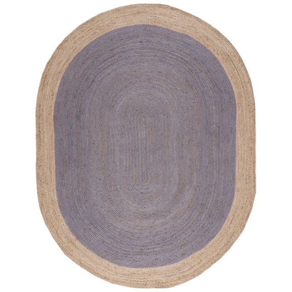SAFAVIEH Natural Fiber Cebrail Geometric Area Rug, Grey/Natural, 8' x 10' Oval
