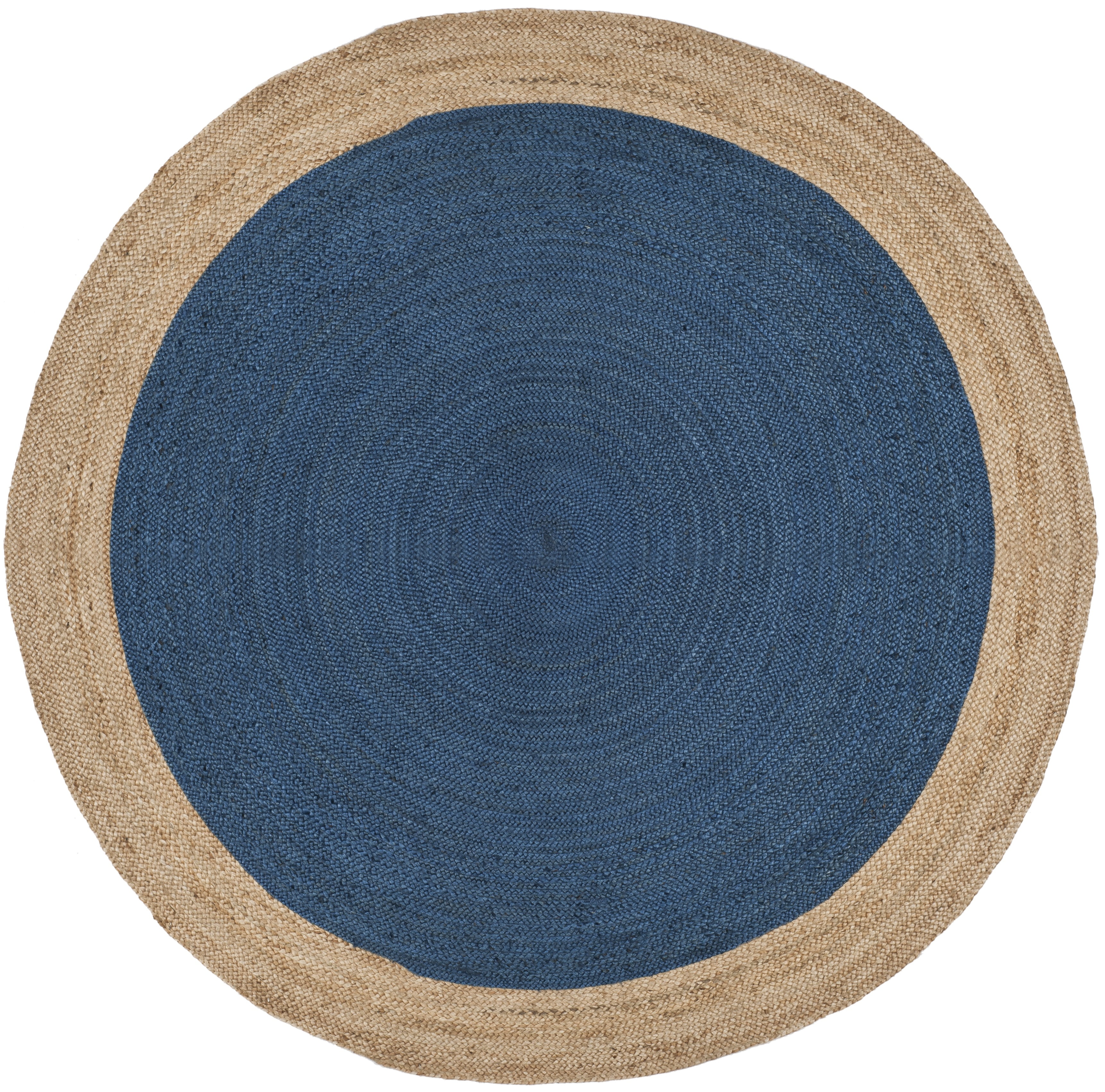 SAFAVIEH Natural Fiber Cebrail Geometric Area Rug, Royal Blue/Natural, 12' x 12' Round