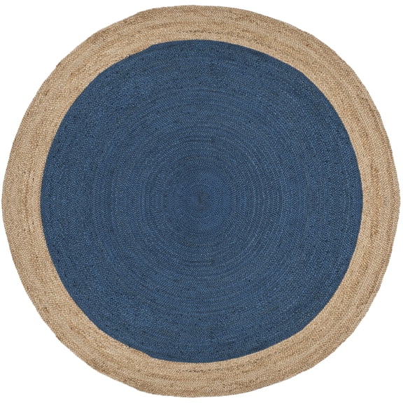 SAFAVIEH Natural Fiber Cebrail Geometric Area Rug, Royal Blue/Natural, 12' x 12' Round