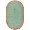 thumbnail image 1 of SAFAVIEH Natural Fiber Cebrail Geometric Area Rug, Teal/Natural, 5' x 8' Oval, 1 of 7
