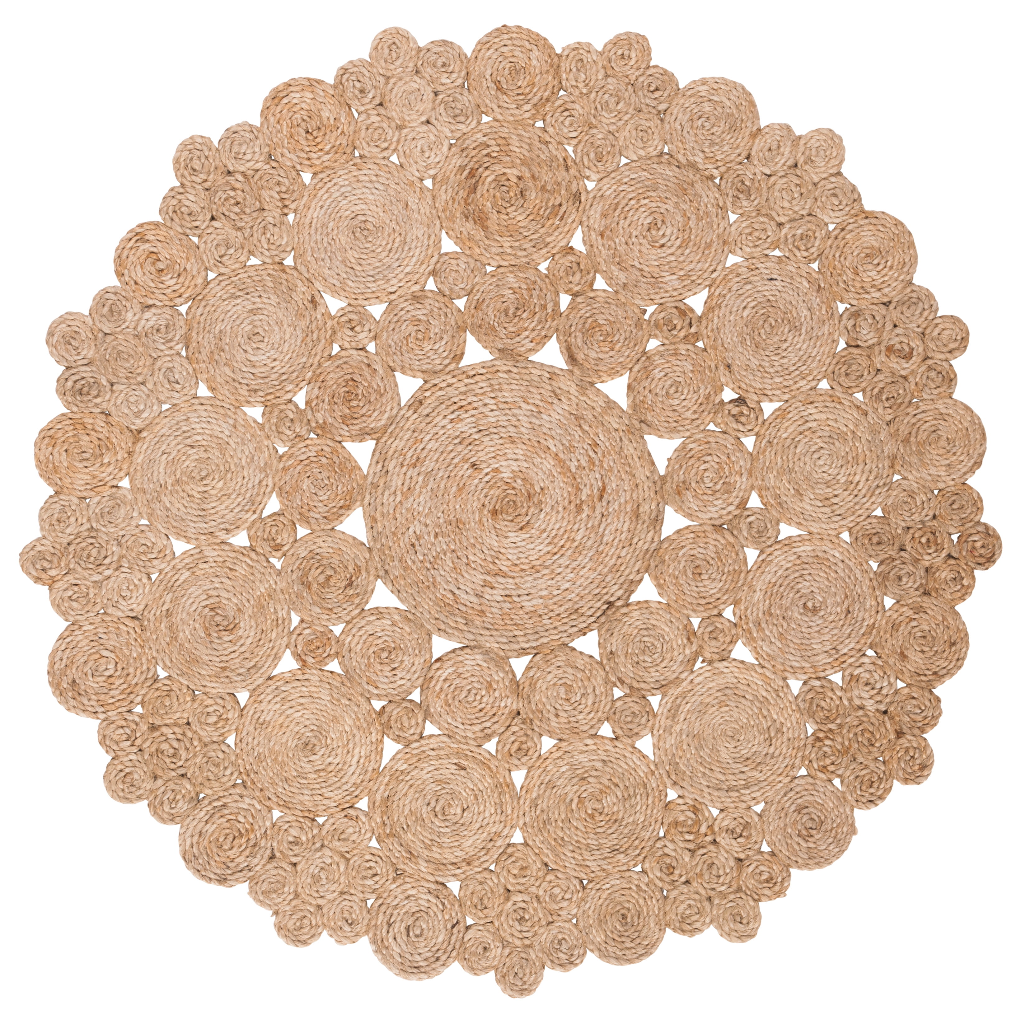 Handwoven Natural Jute Round Area Rug, 4' Diameter