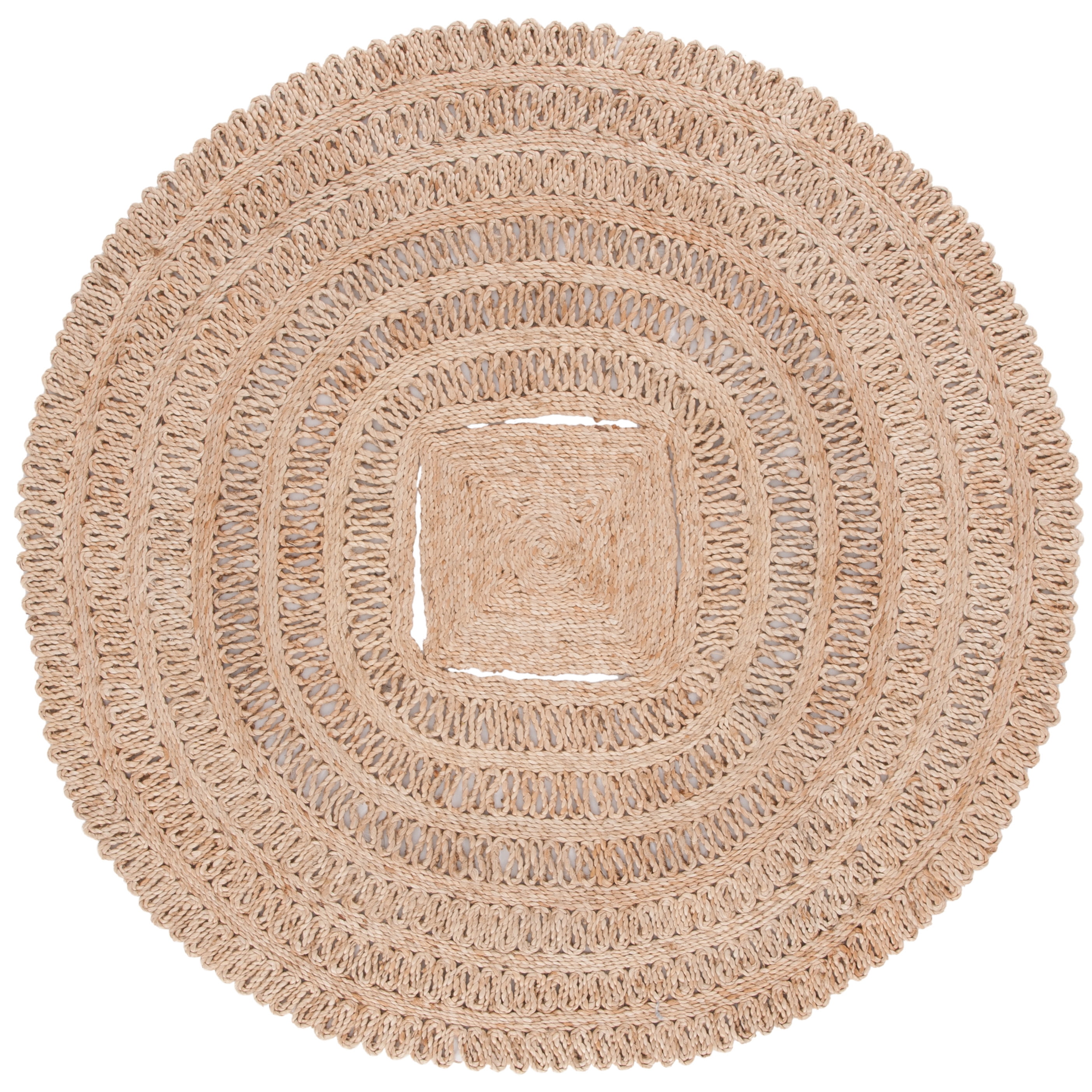 SAFAVIEH Natural Fiber Chandler Geometric Area Rug, Natural, 4' x 4' Round