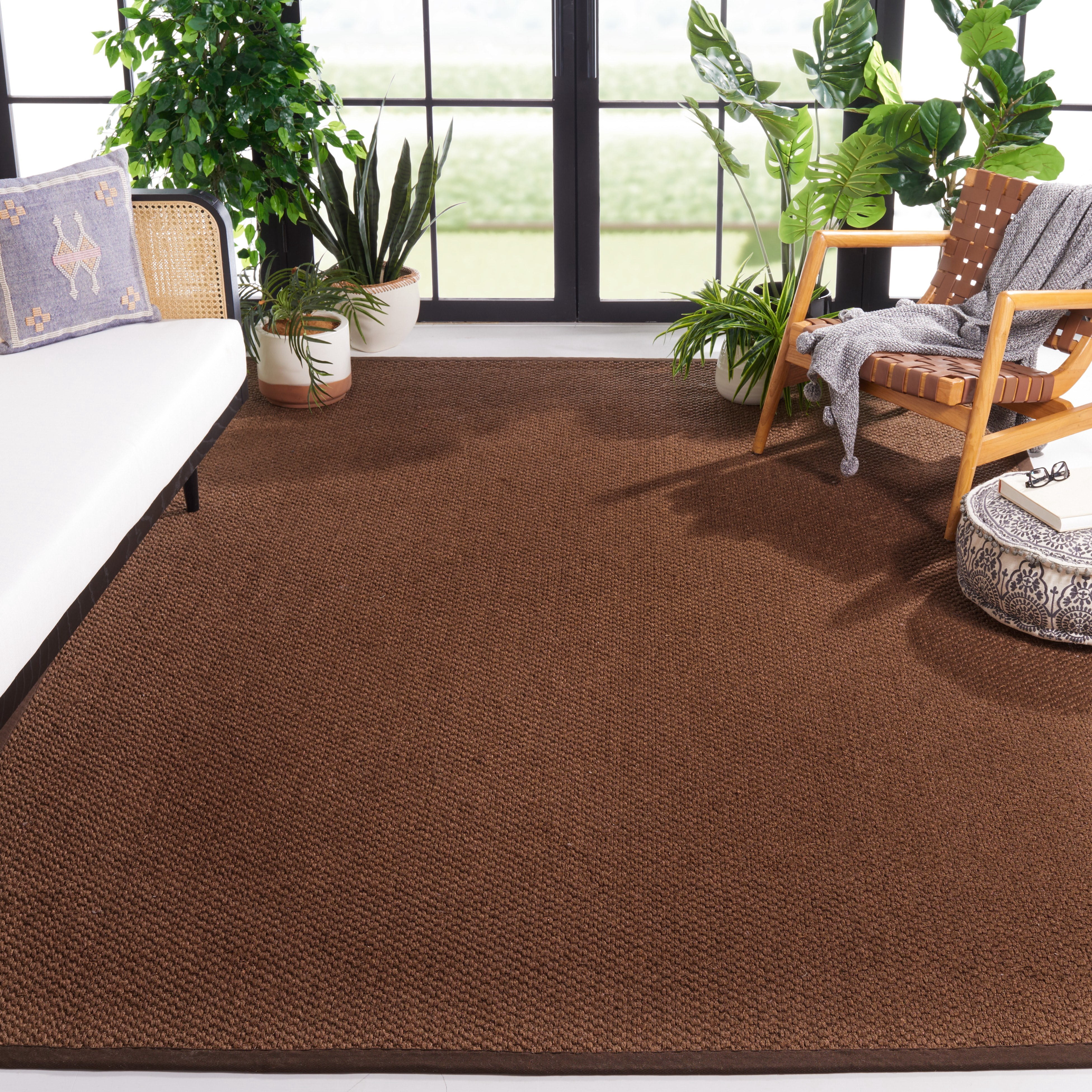 Safavieh Natural Fiber Charlene Bordered Area Rug, Chocolate, 9' x 12'