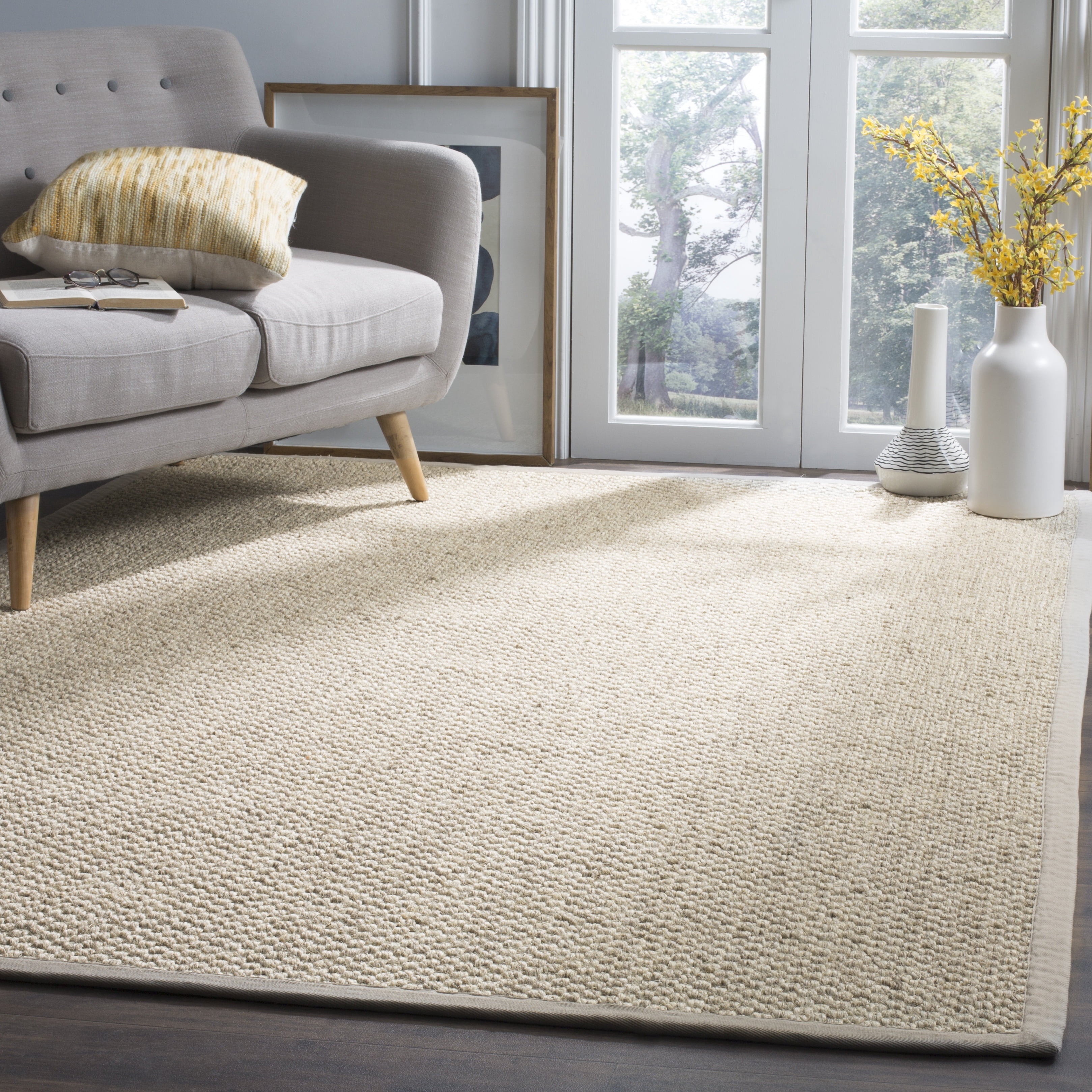 Safavieh Natural Fiber Charlene Bordered Area Rug, Marble, 6' x 6' Square