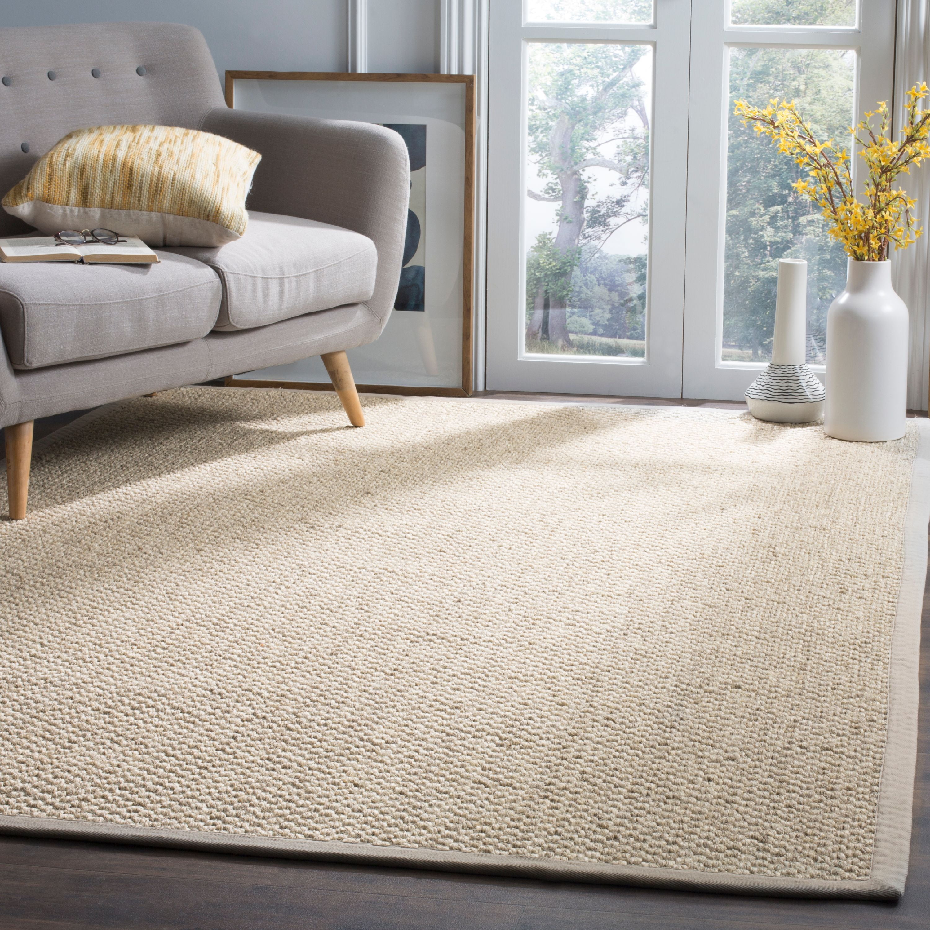 Eco-Friendly Marble & Cotton Blend Hand-Knotted Area Rug, 9' x 12'