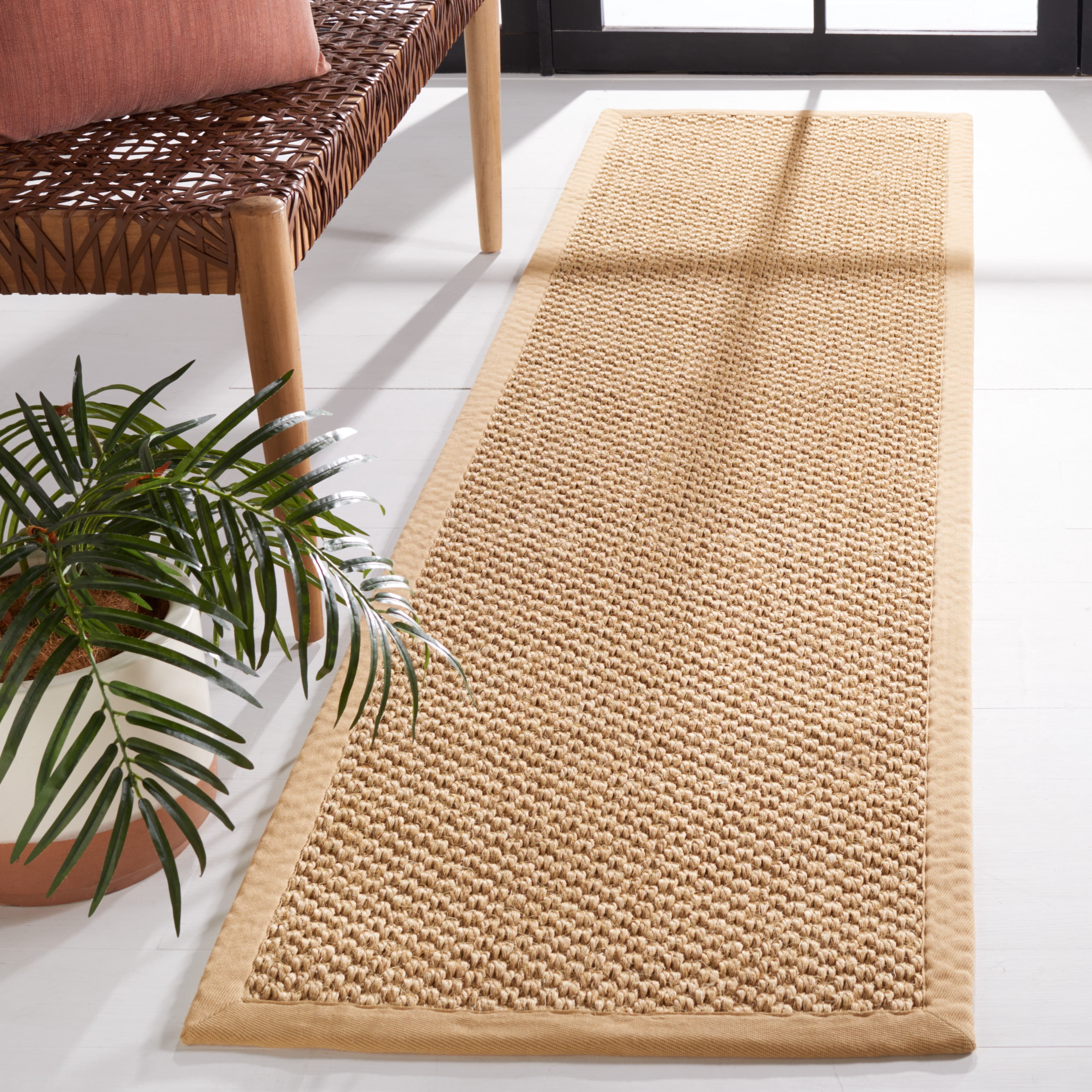 Safavieh Natural Fiber Charlene Bordered Runner Rug, Maize, 2' x 8 ...