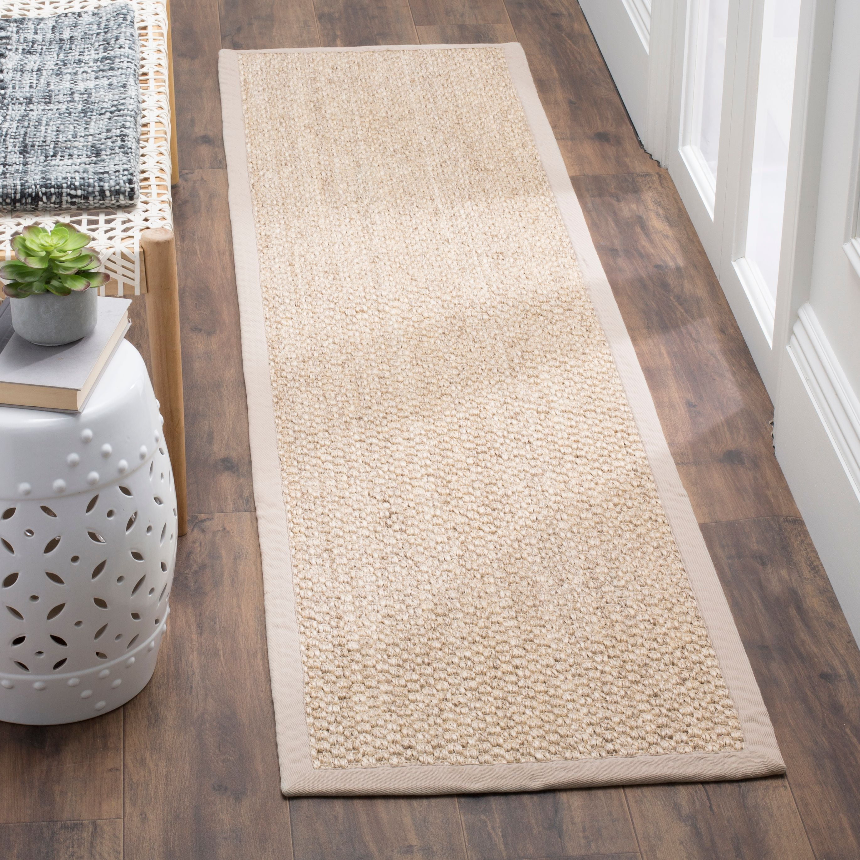 Marble Natural Fiber Sisal Runner Rug with Cotton Backing