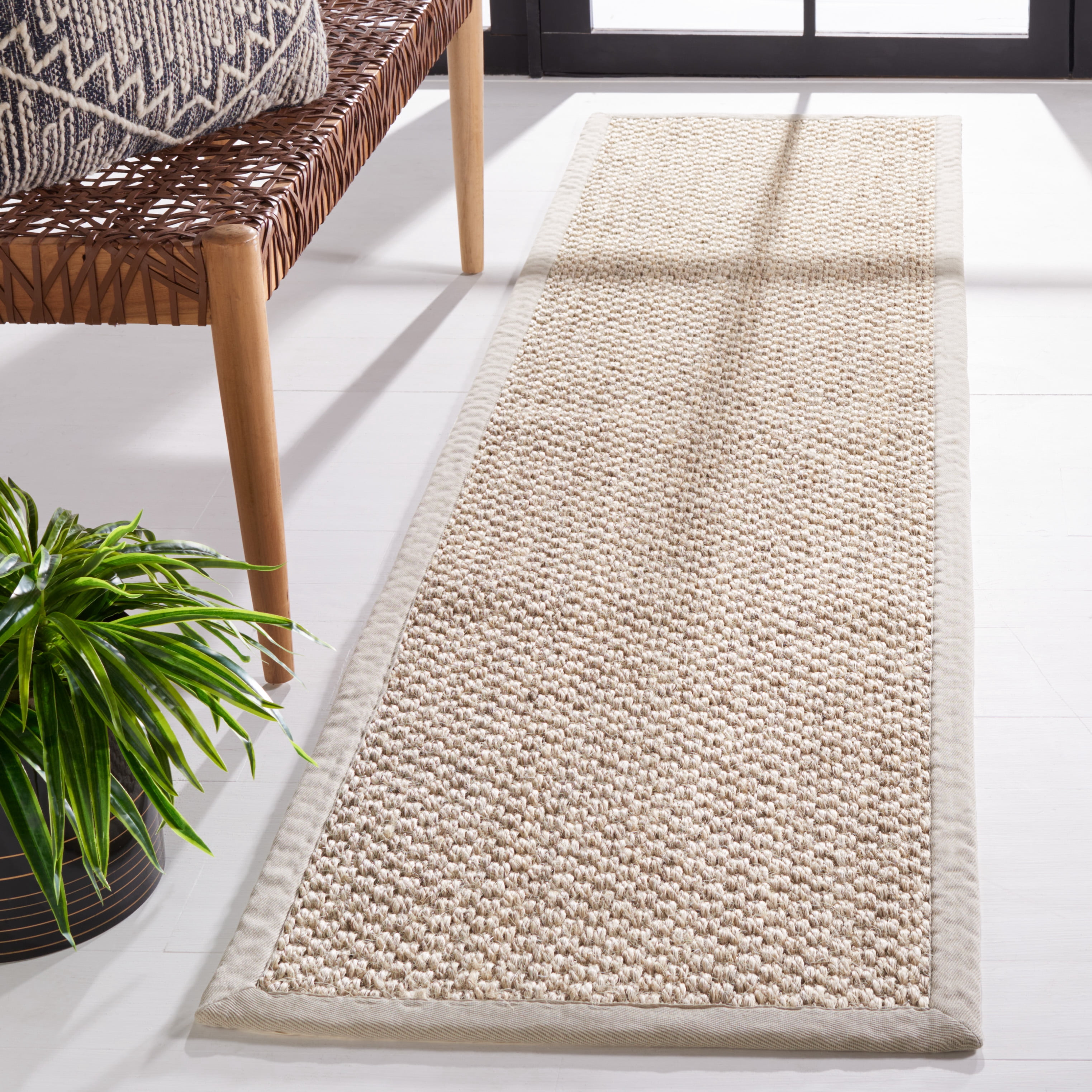 Safavieh Natural Fiber Charlene Bordered Runner Rug, Marble, 2' x 8'