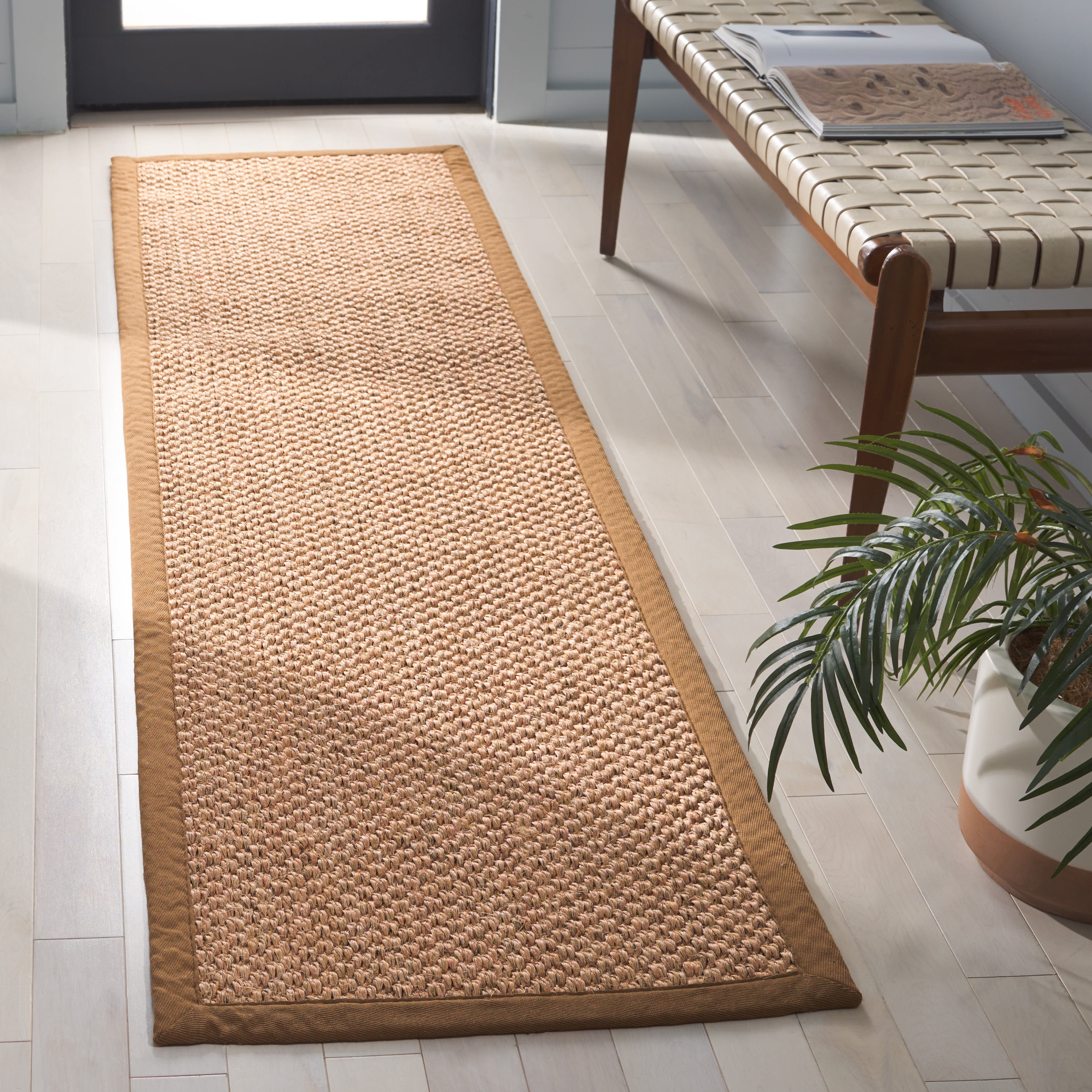 Safavieh Natural Fiber Charlene Bordered Runner Rug, Natural, 2'6" x 12'