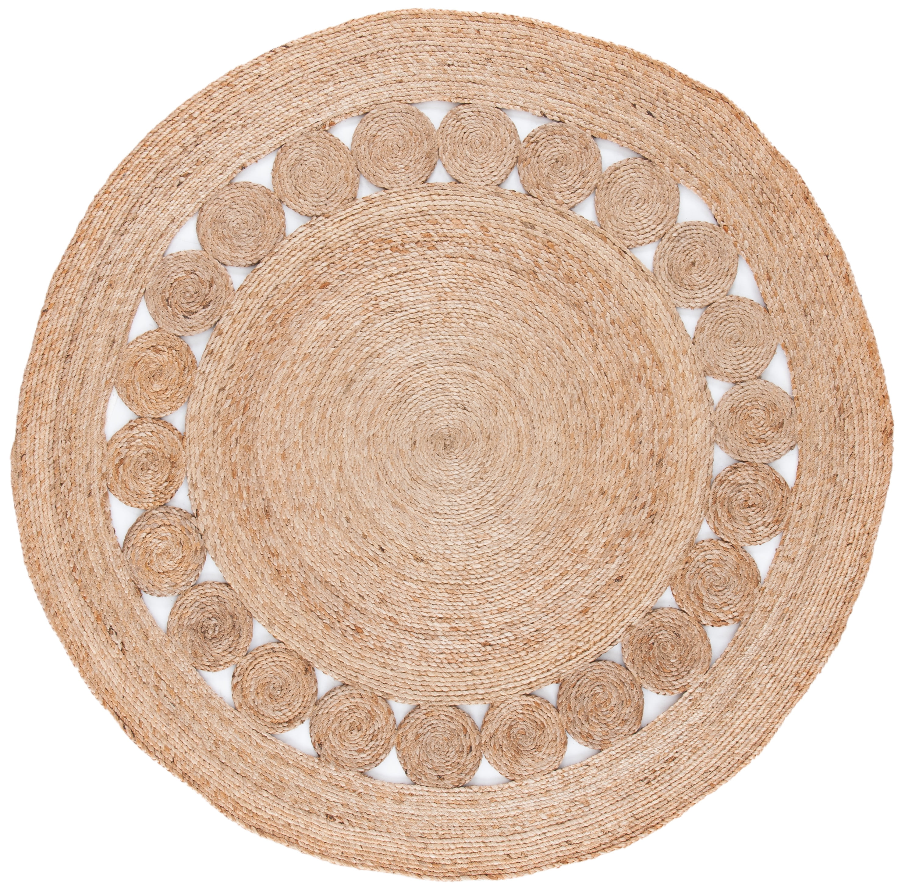 SAFAVIEH Natural Fiber Charmaine Geometric Area Rug, Natural, 6' x 6' Round