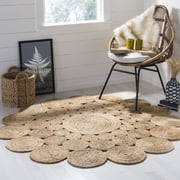 SAFAVIEH Natural Fiber Christian Geometric Area Rug, Natural, 3' x 3' Round