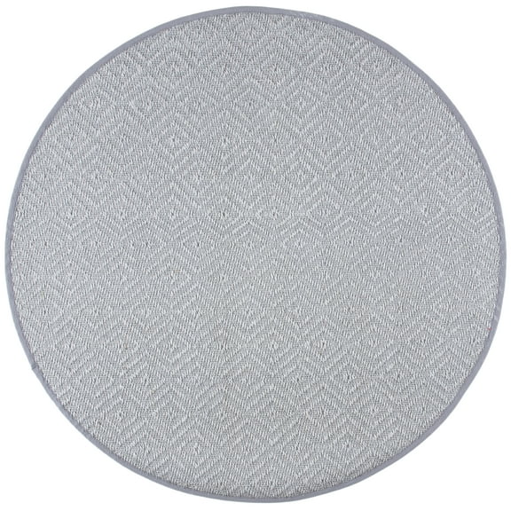SAFAVIEH Natural Fiber Cinaed Bordered Area Rug, Light Grey/Grey, 4' x 4' Round