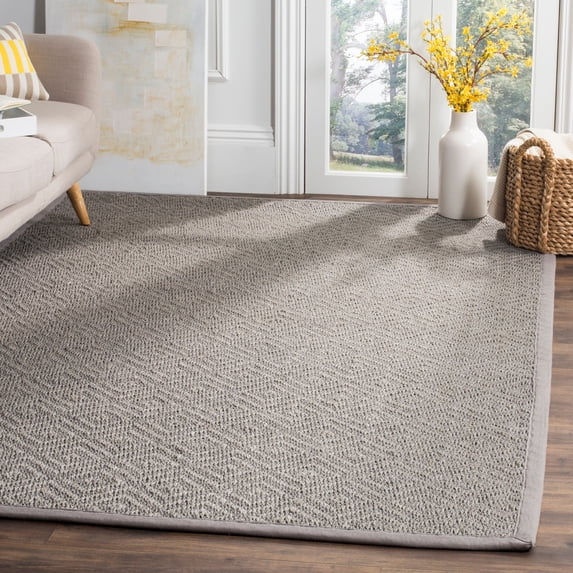 SAFAVIEH Natural Fiber Cinaed Geometric Sisal Area Rug, Light Grey/Grey, 9' x 12'